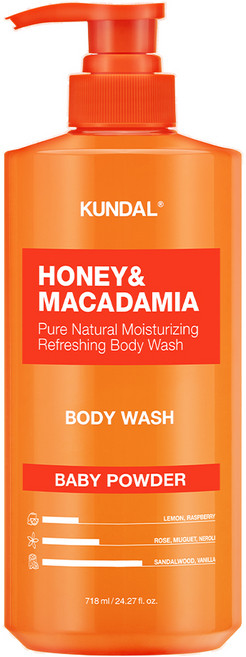 쿤달 허니 앤 마카다미아 퓨어 바디워시 베이비파우더향, 718ml, 1개