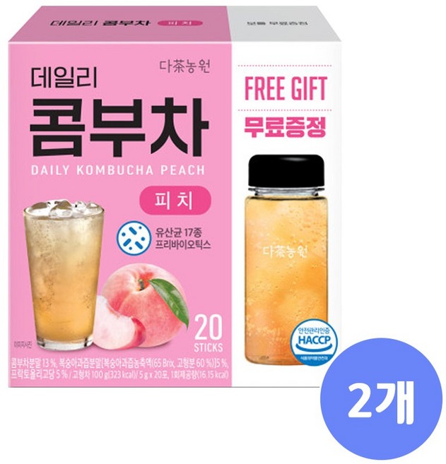 다농원 데일리콤부차피치, 5g, 20개입, 2개