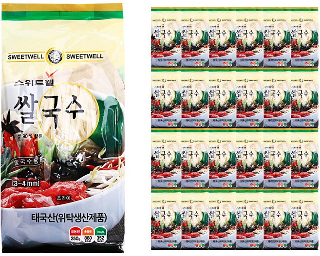 푸드올마켓_ 스위트웰 쌀국수 3~4mm 250g 한박스 (250g x 24ea), 24개