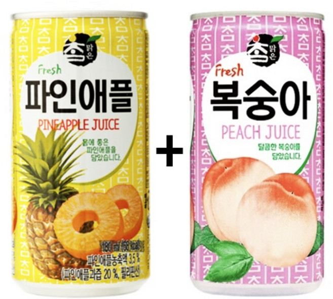 참맑은 파인애플 175ml(30캔) + 참맑은 복숭아 175ml(30캔), 60개, 175ml