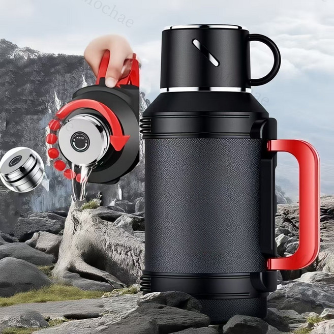 Mochae 대용량 보온병 대형 보온보냉 물통 316스텐 텀블러 휴대용 캠핑물통 운동 등산 용 물병, 1개, 2L, 블랙