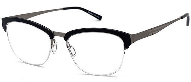 M 光學鏡框 經典黑色半框 大框薄鋼材質 15215