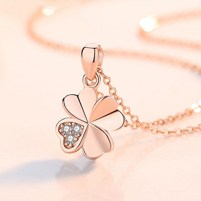 여성 14k 도금 행운 클로버 목걸이 J-007