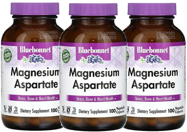 블루보넷뉴트리션 아스파트산 마그네슘 아스파테이트 유기염 마그네슘 100캡슐3통, 100정, 3개 - 쿠팡