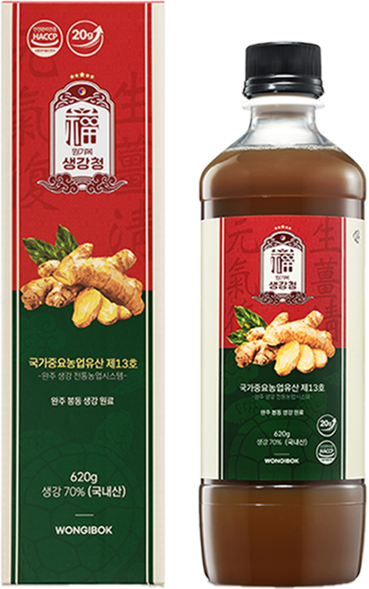 물 한 방울 안 들어가 진한 국내산 100% 봉동 생강 원기복 생강청 원액 생강차, 620g, 1개, 1개입