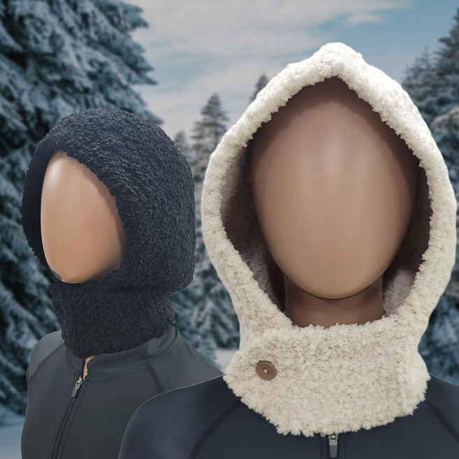 믹스온 뽀글이 바라클라바 와이드핏 후드 겨울 넥워머 빅사이즈 여성 남성, 다크 브라운, 1개