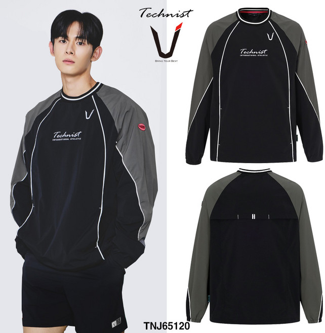 테크니스트 배드민턴 상의 긴팔티 아노락 바람막이 자켓 블랙 그레이 TNJ65120 남성 여성 남녀공용