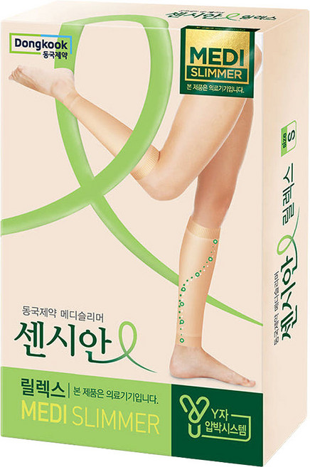 동국제약 의료기기허가 압박용밴드 센시안 메디슬리머 릴렉스 종아리형 붓기제거 혈액순환, 종아리/무릎형, 1개