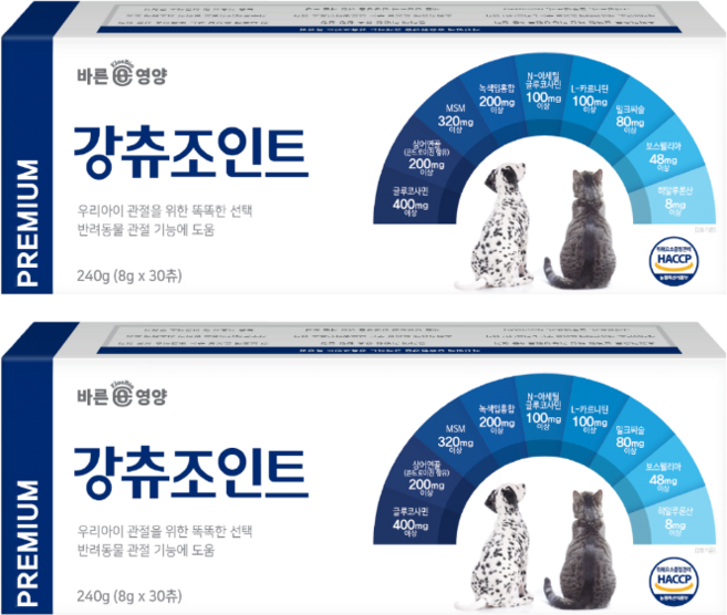 바른뉴트리펫 강츄조인트 강아지 고양이 관절 슬개골 영양제 콘드로이친, 30회분, 뼈/관절강화, 2개