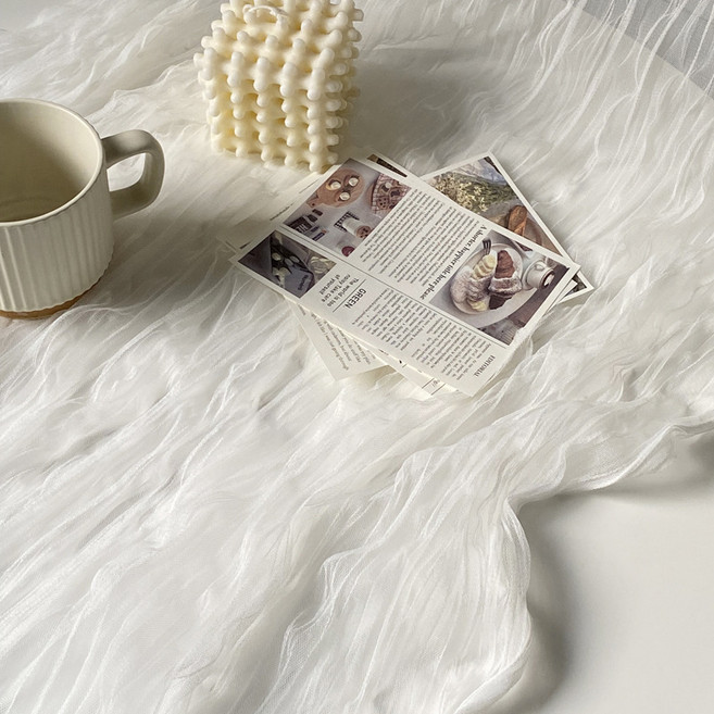 케이트가든 주름 망사 원단 촬영용 배경 천 네일 소품 촬영, 1개, 화이트