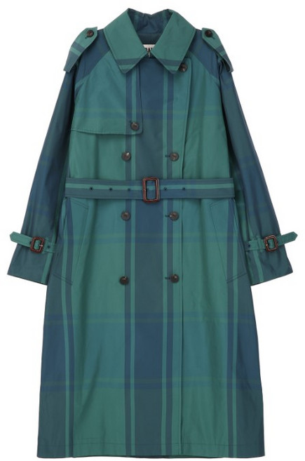 닥스 다크그린 체크 벨티드 트렌치코트 YMDLCO5D127E3