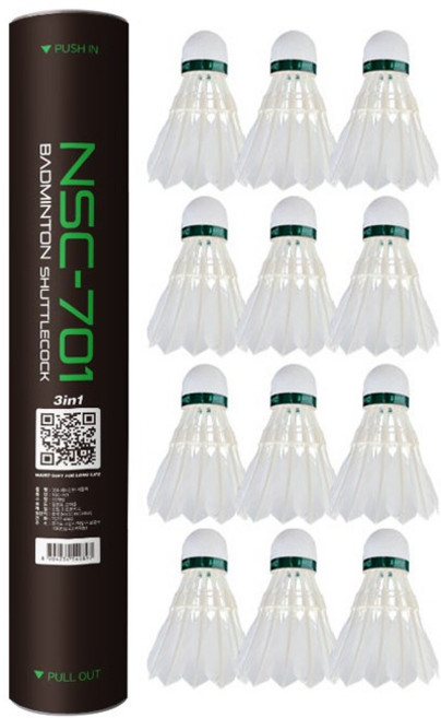 낫소 깃털 셔틀콕 학교 가정 레져 수업용 703, 화이트, 1개, 12개입