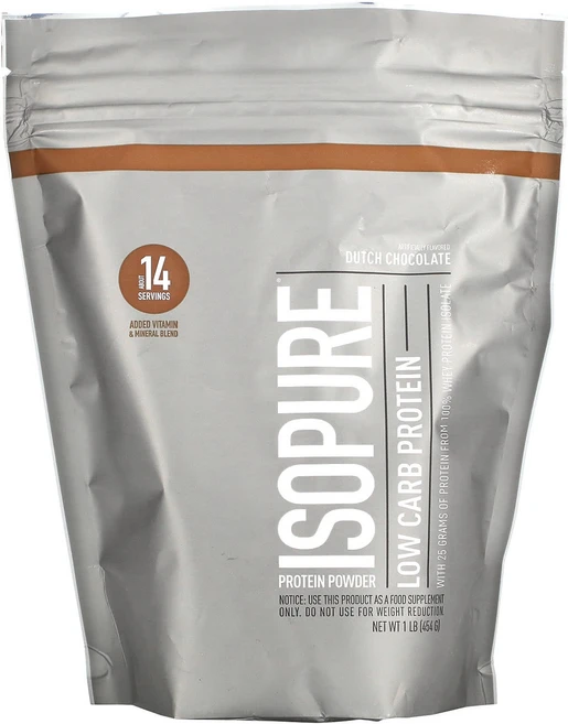 Isopure 저탄수화물 단백질 파우더 더치 초콜릿 454g(1lb), 1개, 453g - 쿠팡