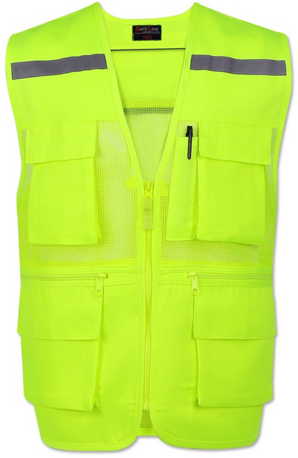 SL 형광 망사 작업조끼 안전 반사띠 여름 조끼, 1개