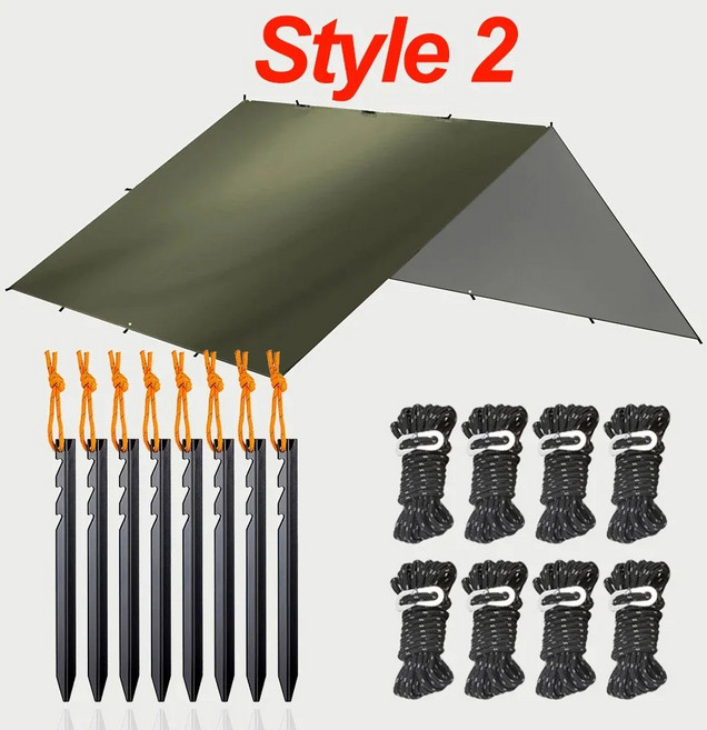 19 행 포인트 방수포 생존 Bushcraft 태양 대피소 해변 그늘 텐트 야외 캐노피 배낭 관광 천막 4x4 3x3m, 10 Olive Green stlye 2