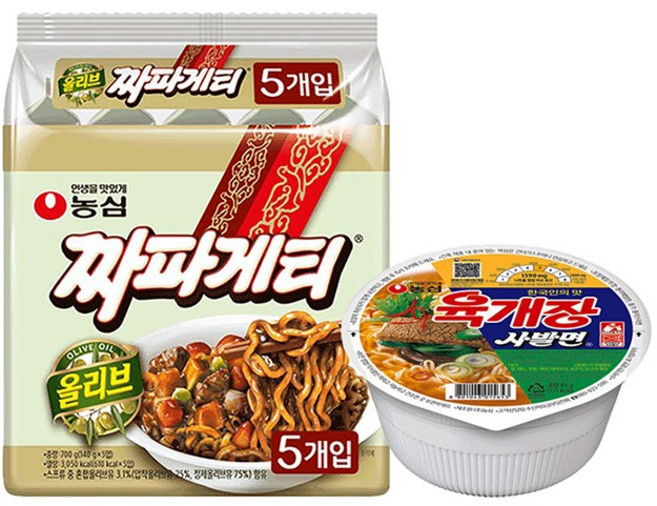농심 육개장사발면(86g12개입)+짜파게티10봉지, 단품