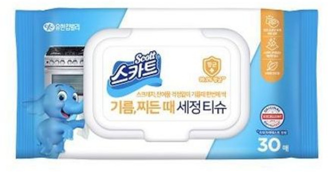 스카트 기름 찌든때 세정 티슈 30매