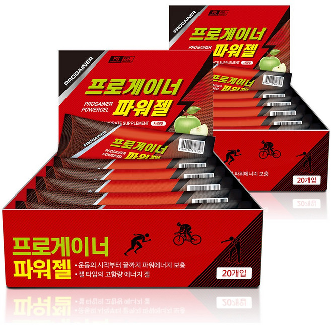 프로게이너 파워젤 사과맛 스포츠 에너지젤, 40g, 40개