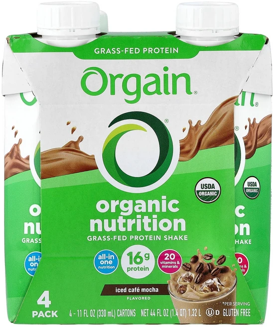 Orgain Organic Nutrition 영양이 풍부한 셰이크 아이스 카페 모카 4팩 각 330ml(11fl oz) Orgain (올게인), Orgain, Organic Nutrition, 영양이 - 쿠팡