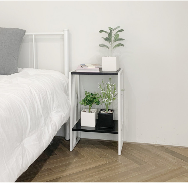 코지테일러 모던 일상 스탠드 협탁 B57, 블랙화이트