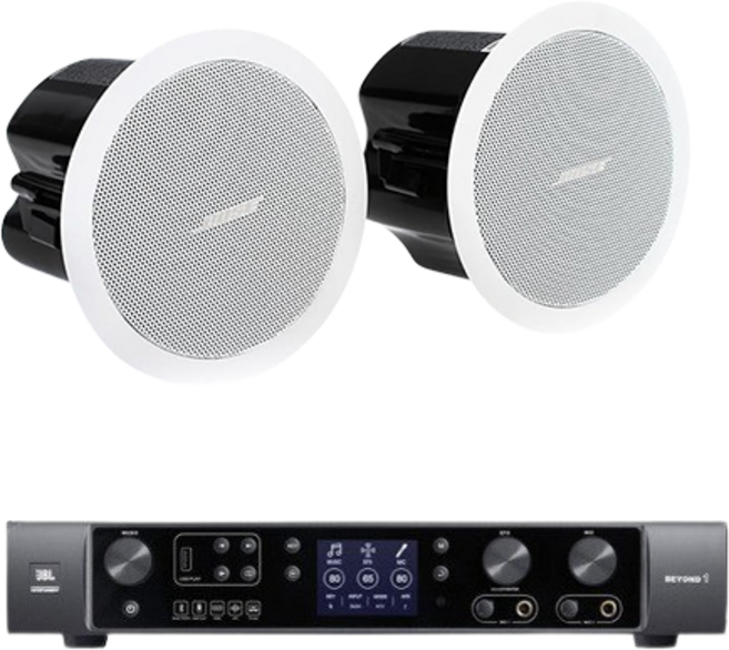 BOSE FS4C 20평형 매장 스피커 인티앰프 세트 음향패키지 카페 업소용, 블랙