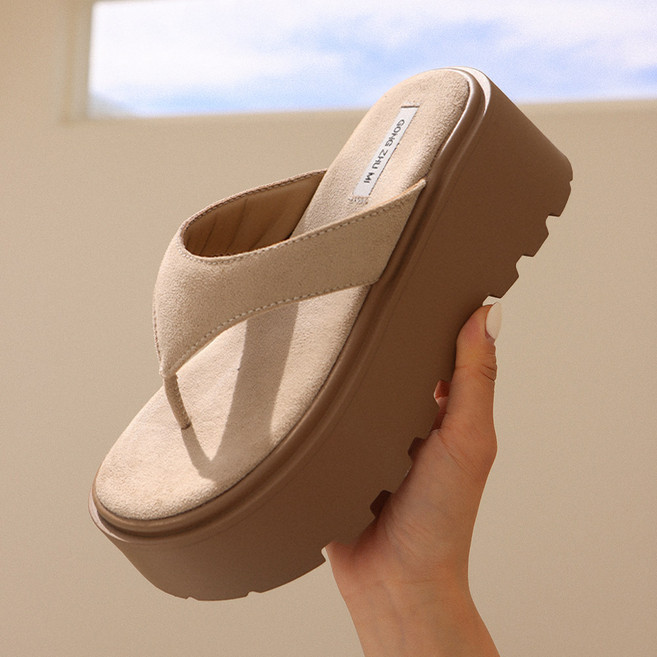 마즈 키높이 플랫폼 통굽 쪼리 슬리퍼 샌들 6cm