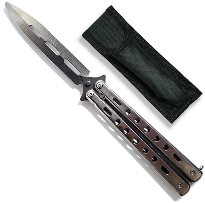 타이거피스트 대거 발리송 트레이너 버터플라이나이프 나비칼 파우치포함, 실버