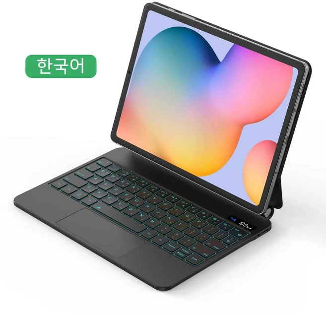 GOOJODOQ 매직 키보드 갤럭시 탭 S6 라이트 10.4 인치 마그네틱 플로팅 캔틸레버 스탠드 멀티 터치 트랙, 01 Black Korean