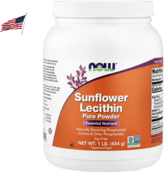 나우푸드 선플라워 레시틴 해바리기 레시틴 이노시톨 포스파티딜콜린 퓨어 파우더, 454g, 1개