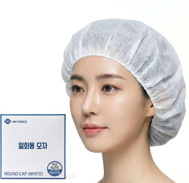 두꺼운 일회용 위생모 100매 고중량 부직포 위생 모자 주방 조리모 식당 급식 라운드캡, 1세트
