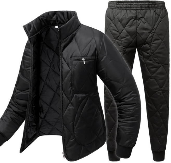 하이넥 차이나 깔깔이 (세트) 패딩 점퍼 바지 빅사이즈 누빔 내피 솜 경량 방한복