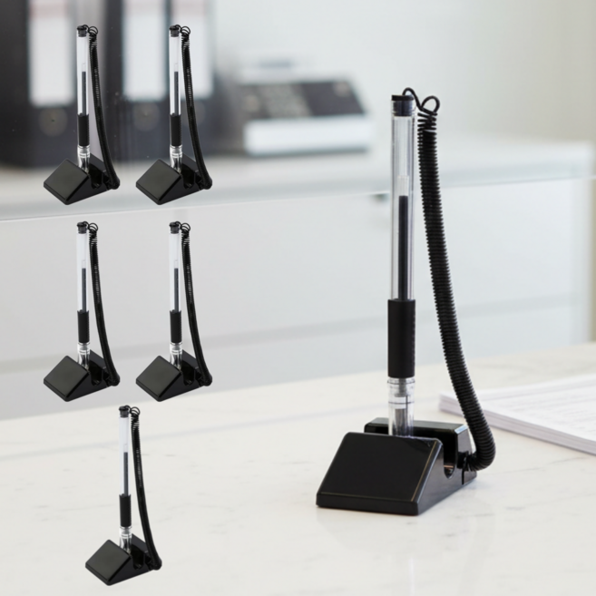 라온커넥션 테이블 부착용 볼펜, 5개, 블랙