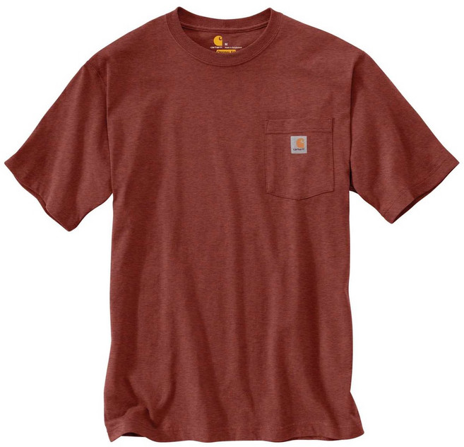 CARHARTT 美版 K87 R01 POCKET TEE 6.75oz 重磅口袋 短T (R01雪花棕紅) 化學原宿, R01 雪花棕紅,XL