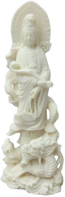 관음보살 불상 부처님 조각상 상아과 관음상 용 기룡관음보살 불교 장식, 1개, 관음보살(20cm)