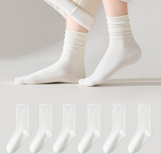 [6개1세트] 뷰티 여성용 여름 조이지 않고 편안한 돌돌이 무압박 중목 양말