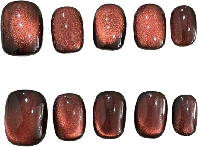 ins 자석젤 레드 캣 아이즈 유리구슬 수제 네일팁 NT0140, 1개, S