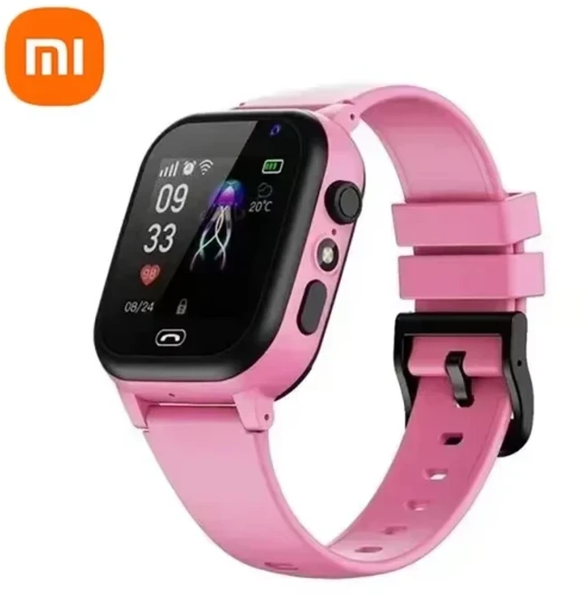 Xiaomi Kids 4G 스마트 시계 SOS GPS 위치 Sim 카드 통화 어린이 SmartWatch 카메라 Ios Android 용 방수, 02 Pink