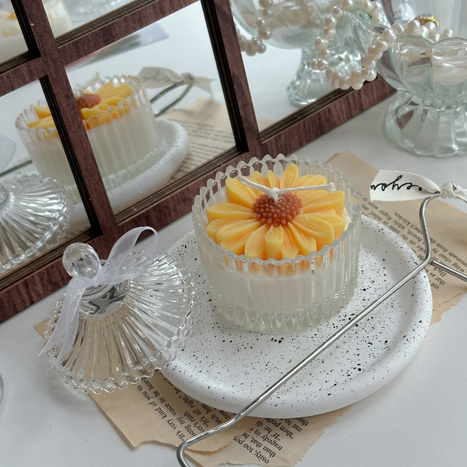 메리고 캔들 답례품 퇴사 결혼 집들이 돌잔치 개업 선물, 해바라기캔들, 레이지 선데이 모닝