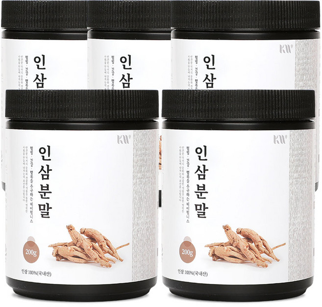 케이웰니스 국산 인삼가루, 5개, 200g