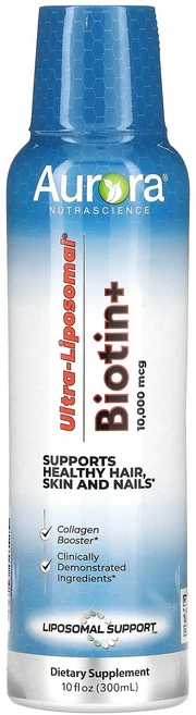Aurora Nutrascience 울트라-리포소말 비오틴+ 10000mcg 300ml(10fl oz)(티스푼당 5000mcg), AuroraNutrascience울트라리포소말비오틴10, 1개, 300ml - 쿠팡