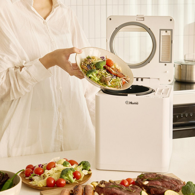 리쿡 큐브 음식물처리기 2.5L 미니 건조 분쇄 쓰레기 처리기, 화이트, 화이트