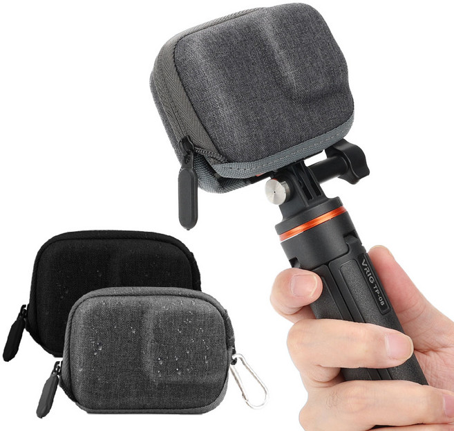 오즈모 액션 6 5 4 3 오픈형 파우치 케이스 가방 액션캠 생활방수 카라비너, 1개, 오즈모액션 케이스 파우치(블랙)