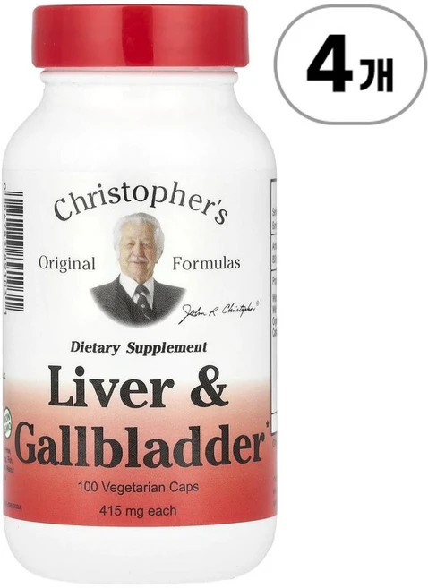 크리스토퍼 오리지널 리버 & 갤블래더 415mg Christopher's Original Formulas Liver & Gallbladder 415 mg 100정, 4개 - 쿠팡
