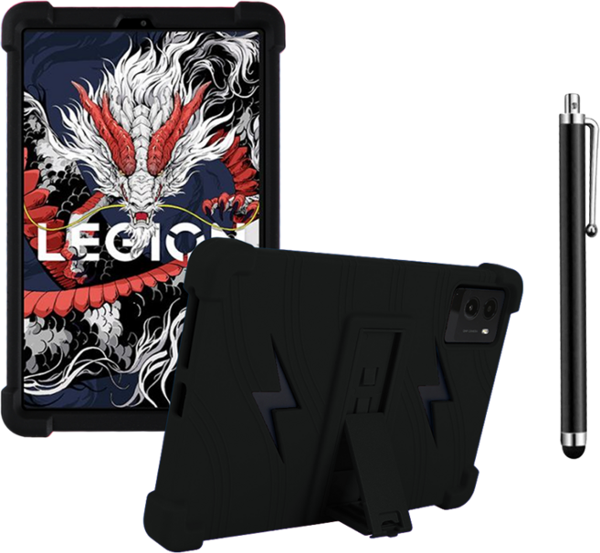 레노버 리전 Y700 3세대 하우징 범퍼 거치대 케이스 + 터치펜, 블랙, 1개