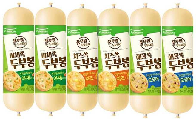 풀무원 두부봉 180g 3종 2개씩 (야채쏙 치즈쏙 해물쏙)