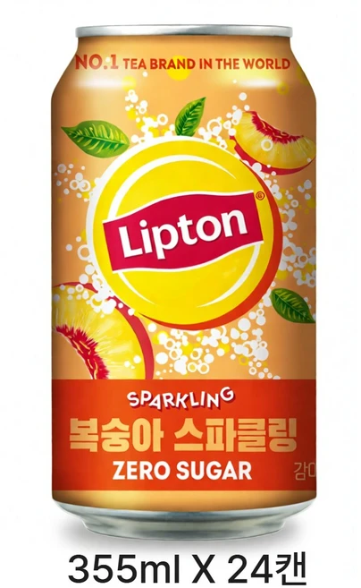 립톤 제로 복숭아 스파클링 355ml 24캔, 8.52L, 1박스 - 쿠팡