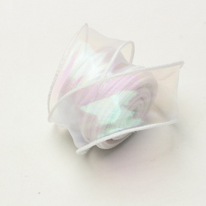 幻彩魚尾紗絲帶 10碼大捲 幻彩白 波浪紗 蝴蝶結 蛋糕花束裝飾緞帶, 1個