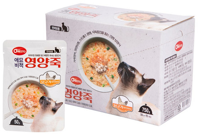 펫퍼스 애묘비책 영양죽 고양이죽 사료 보양식 닭고기 참치 연어 가쓰오부시, 15개, 50g, 닭고기+가쓰오부시