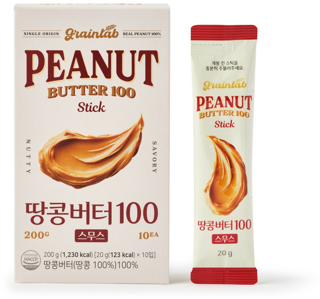 그레인랩 땅콩버터 100 스무스, 1박스, 200g