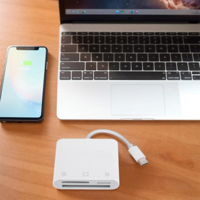 C타입에서 CF SD TF 카드 어댑터 메모리 카드 리더기 CF SD TF 컴팩트 카메라 카드 리더기 아이패드 아이폰 15 맥북 삼성용 3 인 1, 1개